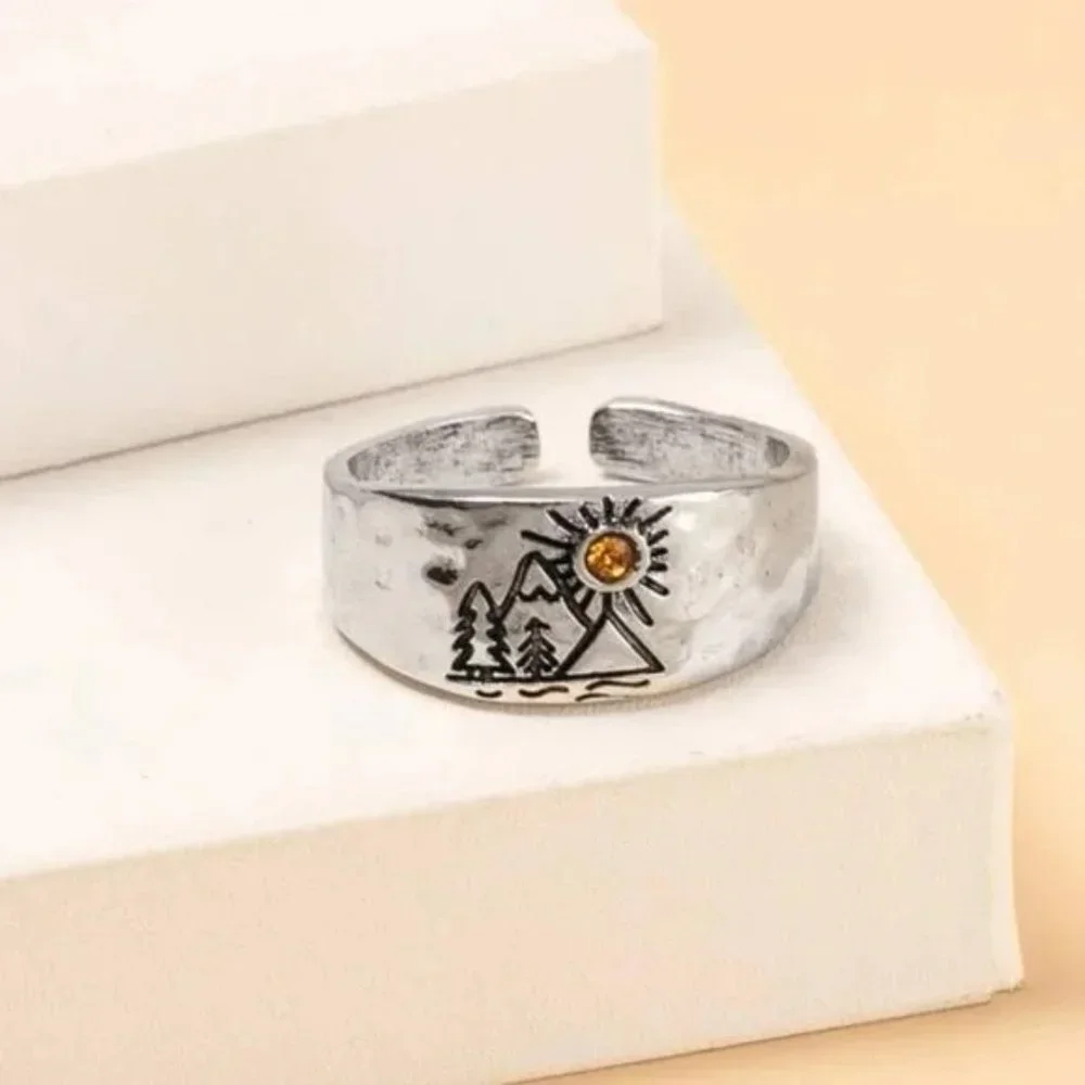 Sunrise Mountain Baroque Silver Ring